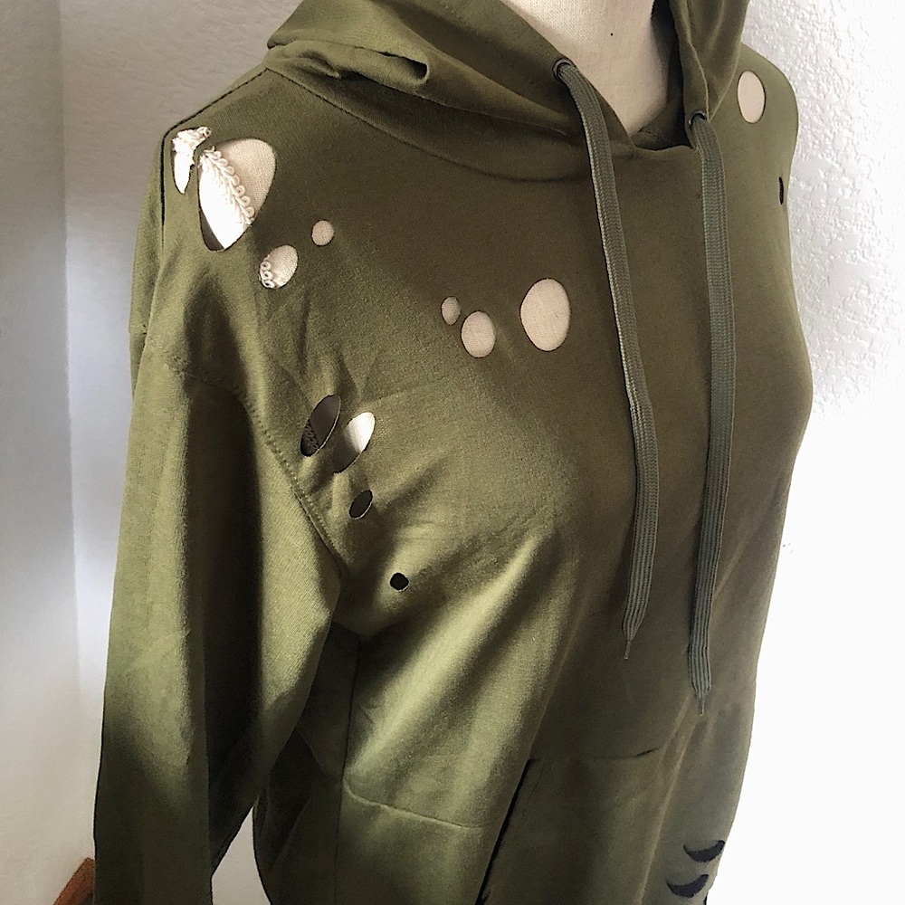 Distressed pullover hoodie
